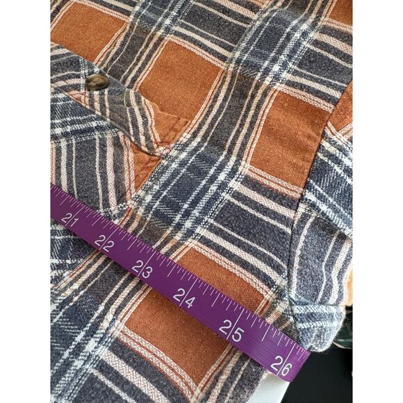 Oli & Hali Plaid Cotton Button-Up Shirt Jacket MT1683 - Orange/Blue M - Picture 8 of 10